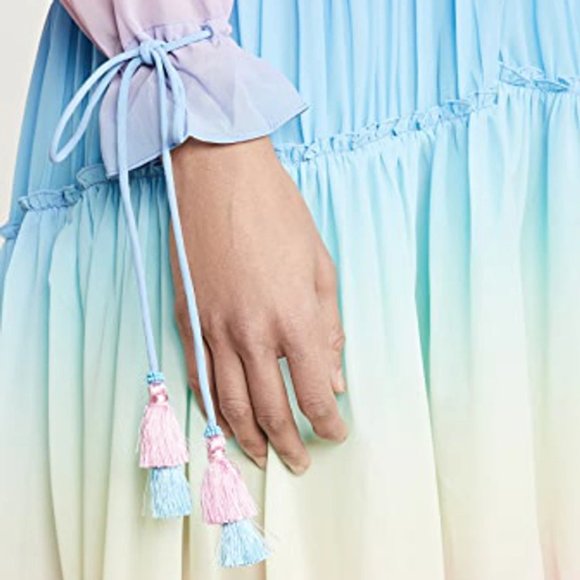 ROCOCO SAND Rainbow Tiered High-low Dress In White/pink - Picture 6 of 13